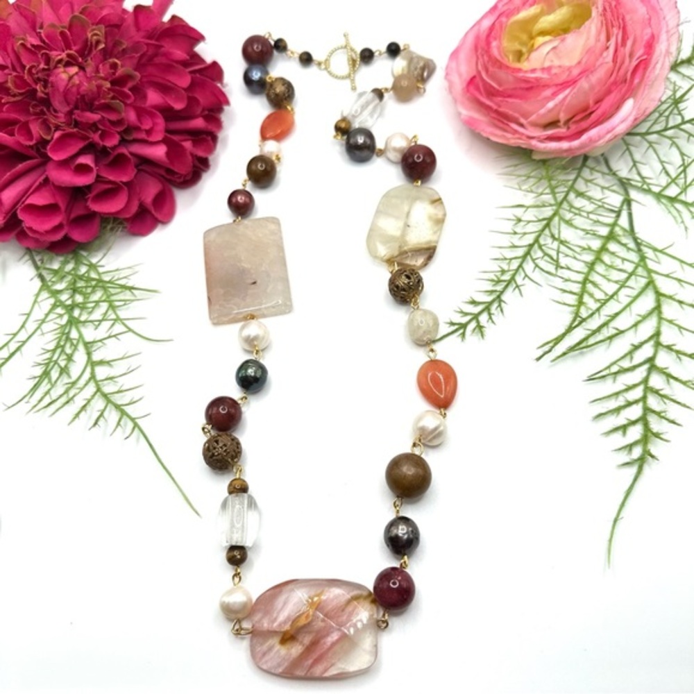NEW⚜️Quartz & Baroque Pearl Beaded Necklace
